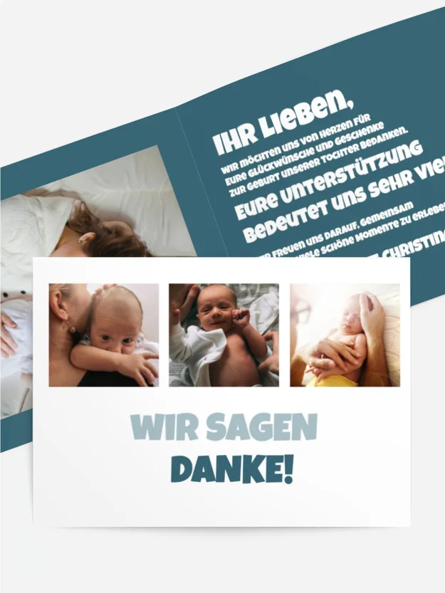 Baby Dankeskarte Neugeborenes Herz