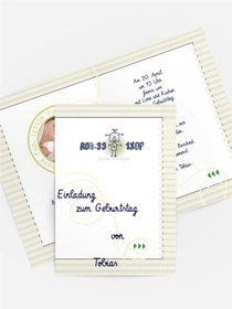Einladungskarte Geburtstag kleiner Roboter Foto