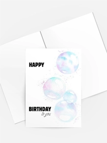 Geburtstagskarte „Happy Birthday“ mit Aquarell-Seifenblasen