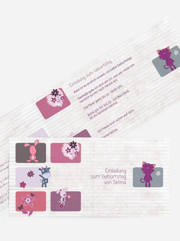 Einladung Kindergeburtstag Tierische Elemente