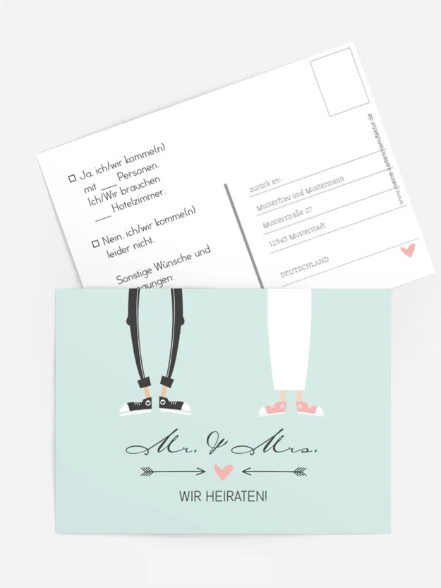 Antwortkarte zur Hochzeit Pärchen Antwortkarte zur Hochzeit Pärchen