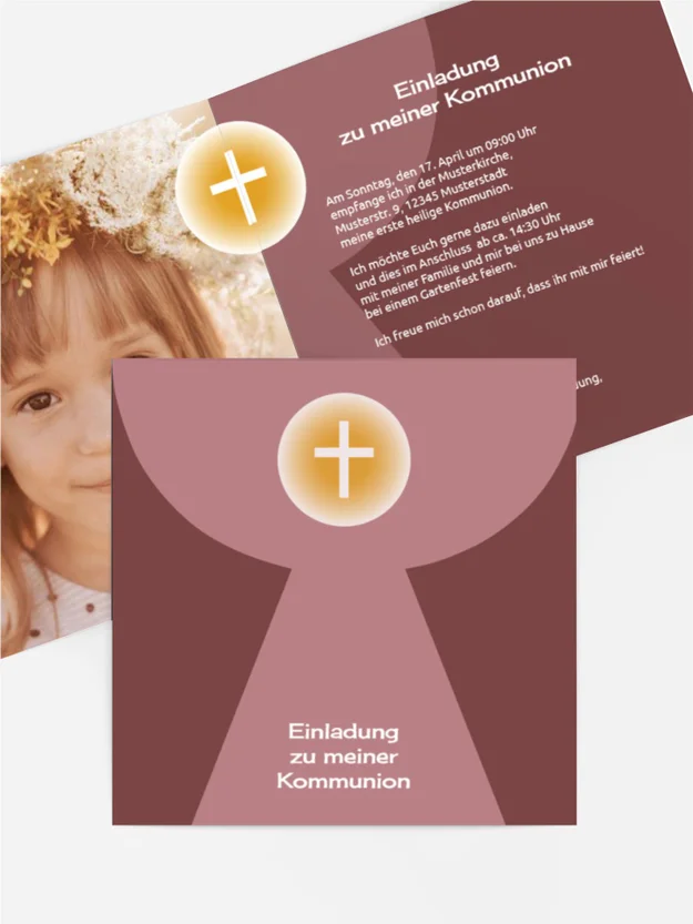 Kommunion Einladung Kelch mit Hostie Kommunion Einladung Kelch mit Hostie