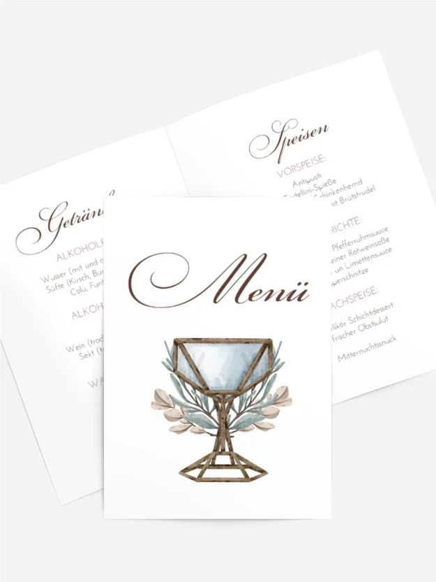 Menükarte Taufe Stiefel für Neugeborenes