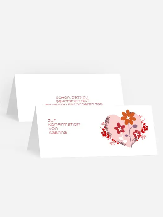 Tischkarte Konfirmation Herz Tischkarte Konfirmation Herz