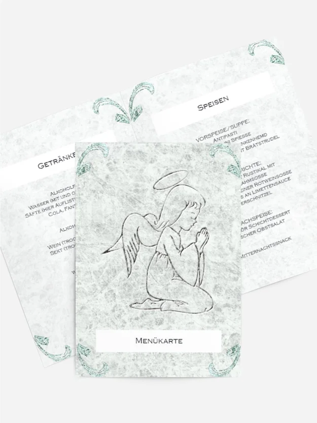 Menükarte zur Konfirmation Relief-Engelchen