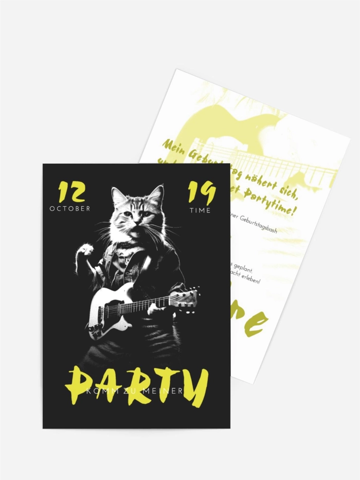 Geburtstagseinladung Katzen-Rock'n'Roll Geburtstagseinladung Katzen-Rock'n'Roll