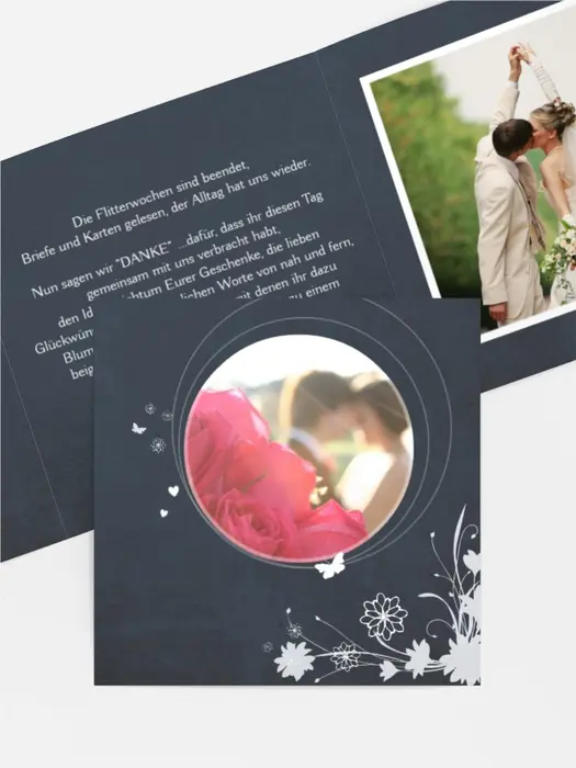 Dankeskarte Hochzeit "3 Liebeserfüllung"