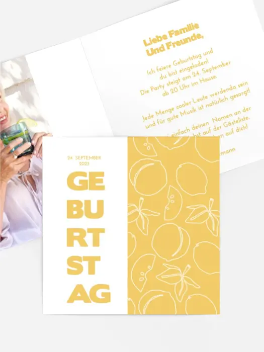 Geburtstagseinladung Fruchtfiguren