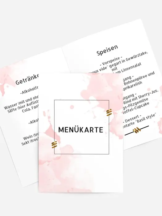 Menükarte Geburtstag rosa Wölkchen