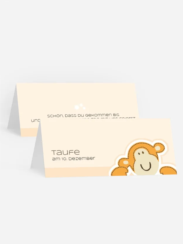 Tischkarte Taufe Aeffchen