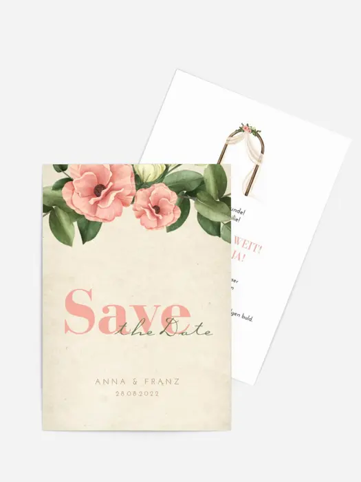 Save-the-Date Karte Luxuriöse Blumen
