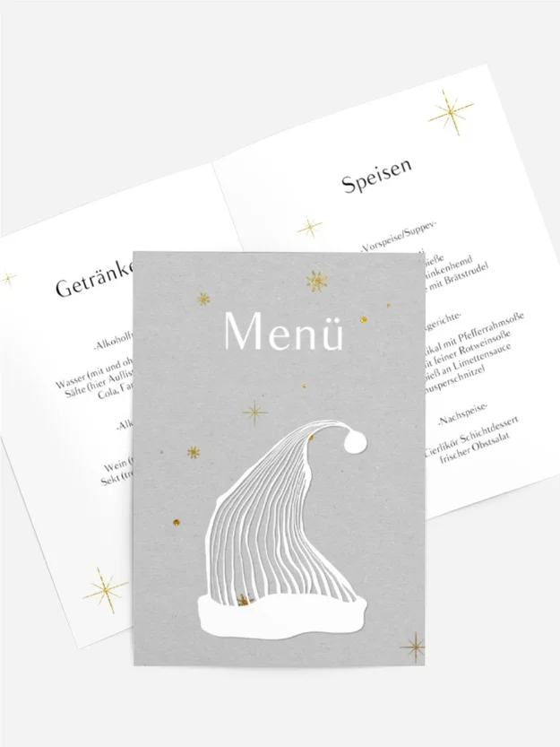 Weihnachtsmenükarte Zipfelmütze