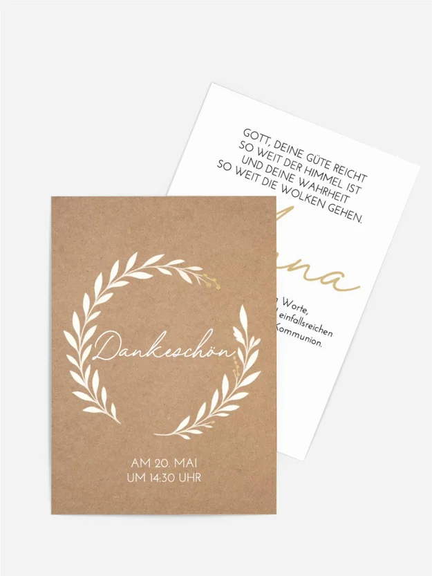 Dankeskarte Firmung Kranz der Reinheit