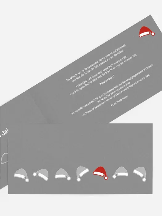 Weihnachtsgrußkarte Geschäftlich Mützenreihe