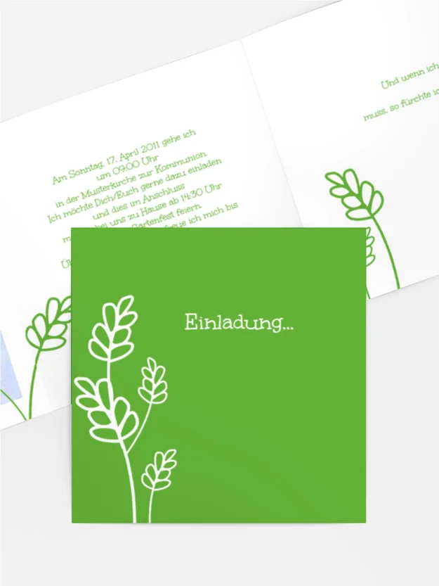 Einladungskarte Kommunion Gräser