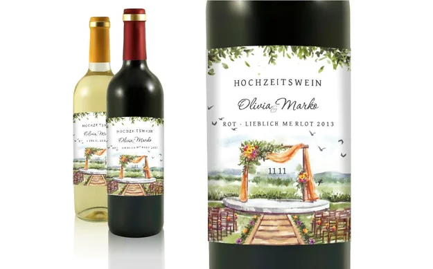 Hochzeit Flaschenetiketten Schöne aussicht