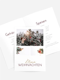 Menükarte Weihnachten Abend am Kamin