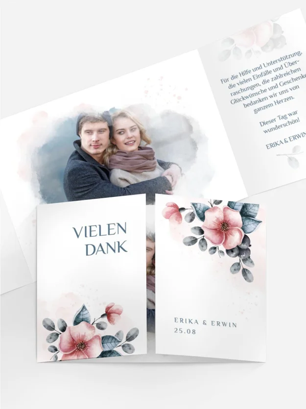 Dankeskarte Hochzeit "Präsente Blumenflut"