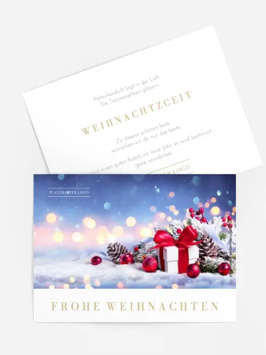 Grußkarte Weihnachten Schnee darunter