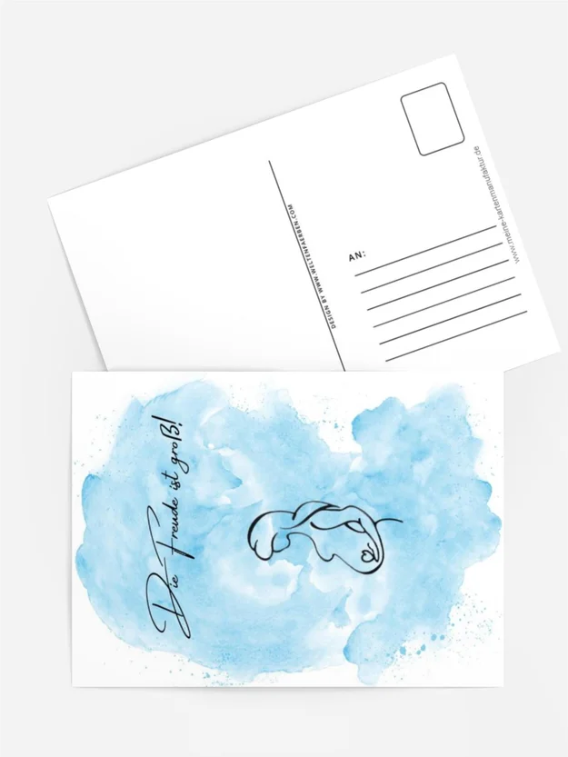 Glückwunschkarte „Die Freude ist groß“ – Zur Geburt in blau