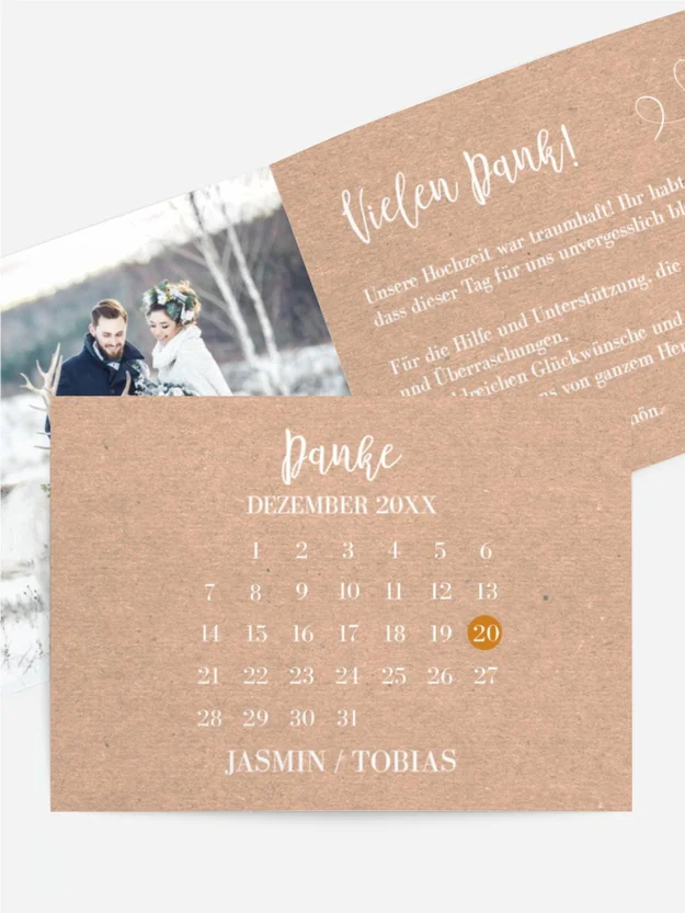 Dankeskarte Hochzeit "Kalenderblatt"