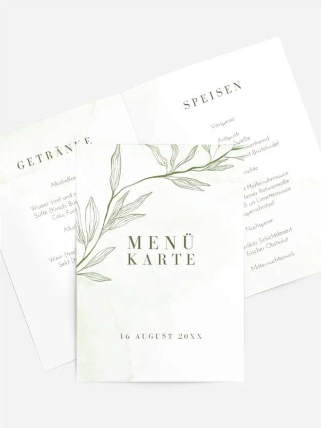 Menükarte Taufe Geschichte der Natur