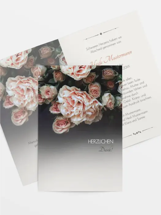 Trauerdanksagung Trauer Rosen hoch