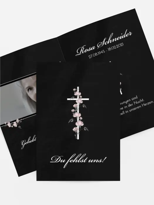 Sterbebildkarte  Blühendes Kreuz