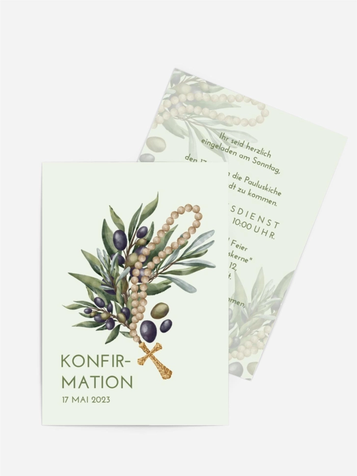 Einladungskarte Konfirmation Olivenzweige Einladungskarte Konfirmation Olivenzweige