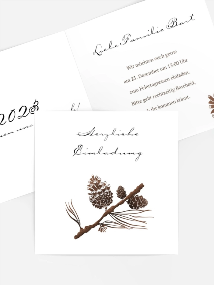 Weihnachtseinladung Tannenzapfen Weihnachtseinladung Tannenzapfen