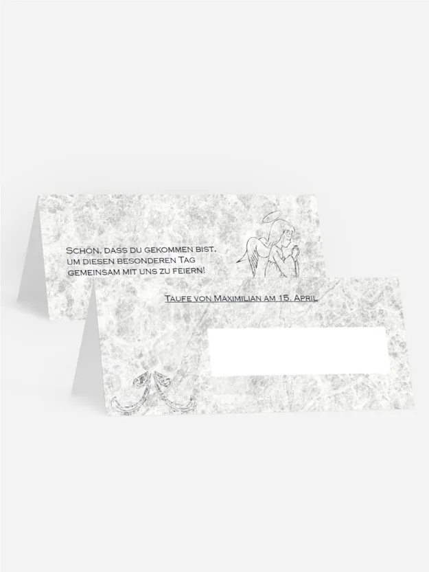 Tischkarte Taufe Relief-Engelchen