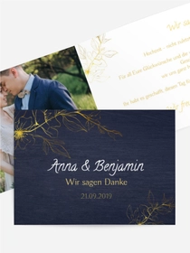 Dankeskarte Hochzeit "Goldblume"