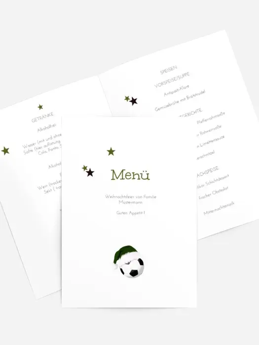 Weihnachts Menükarte Fußballmütze