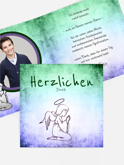 Dankeskarte Konfirmation grunge Engel