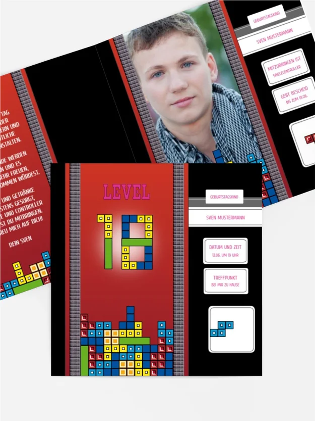 Einladung zum 18. Geburtstag 8bit Game 18 Foto