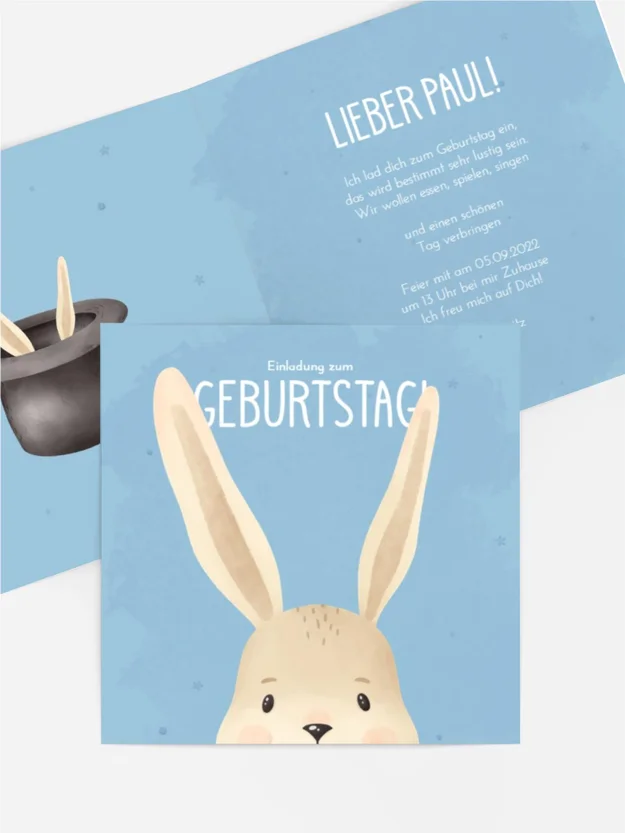 Geburtstagseinladung Magischer Hase