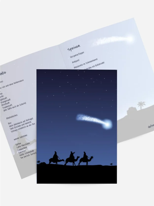 Weihnachten Menükarte drei hl. Könige
