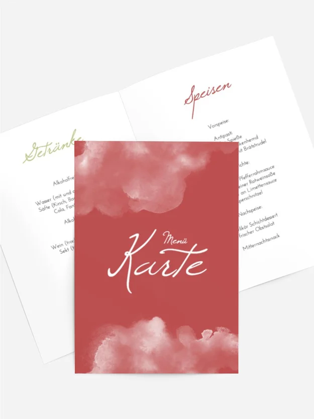 Menükarte Taufe Kranz aus Blumen