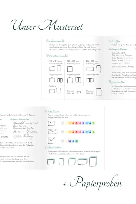Eine Grafik mit verschiedenen Designideen für Menükarten für die Konfirmation