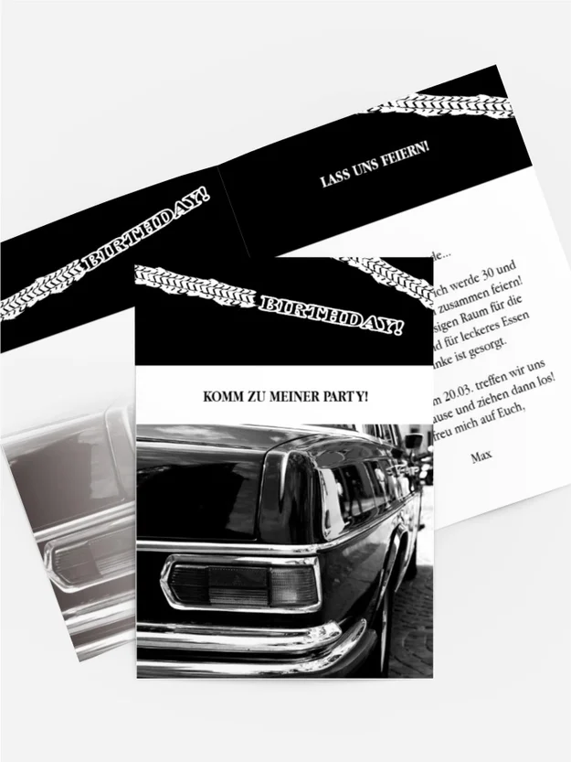 Geburtstagseinladung Reifenspur