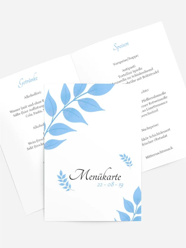 Menükarte Pastellblätter