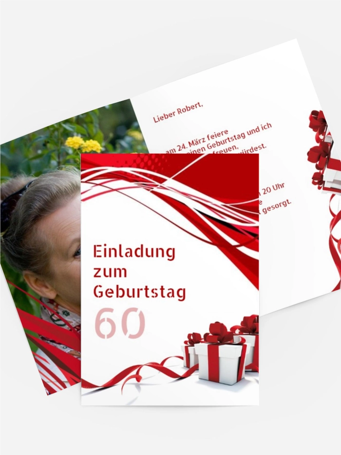 Geburtstagseinladung Schleifenband Foto 60 Geburtstagseinladung Schleifenband Foto 60