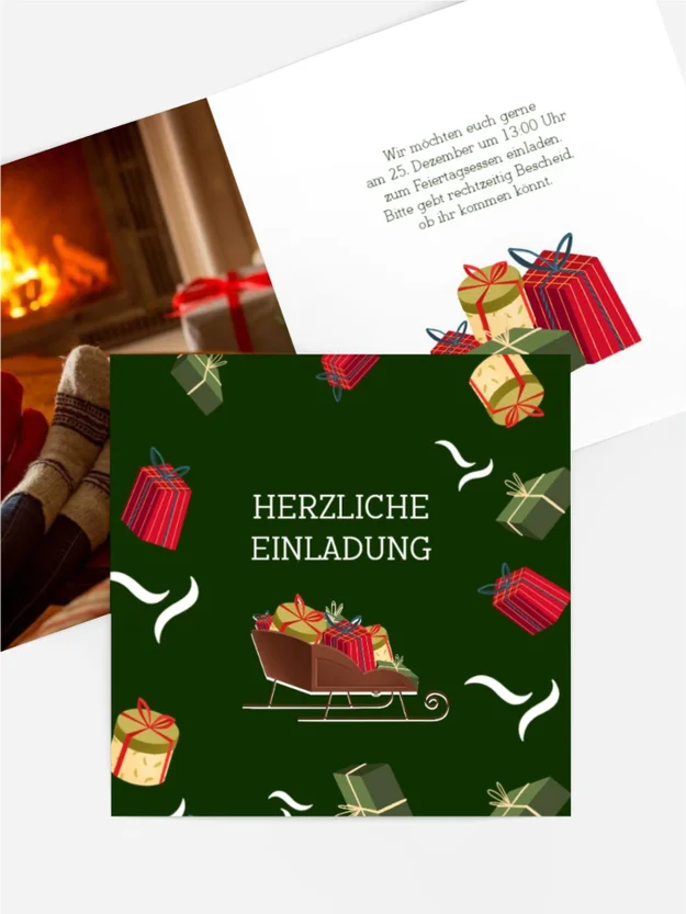 Fotoeinladung Weihnachten Schlitten Vom Weihnachtsmann