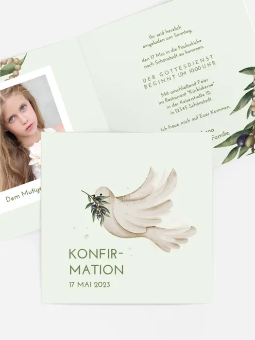 Einladungskarte Konfirmation Olivenzweige Einladungskarte Konfirmation Olivenzweige