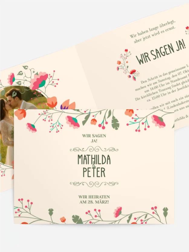 Hochzeitseinladung Lebendiger Blumenstrauß