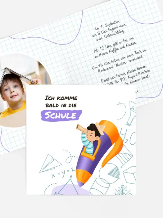 Einladungskarte Einschulung Geometrie