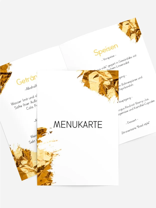 Menükarte Geburtstag Goldplättchen Menükarte Geburtstag Goldplättchen