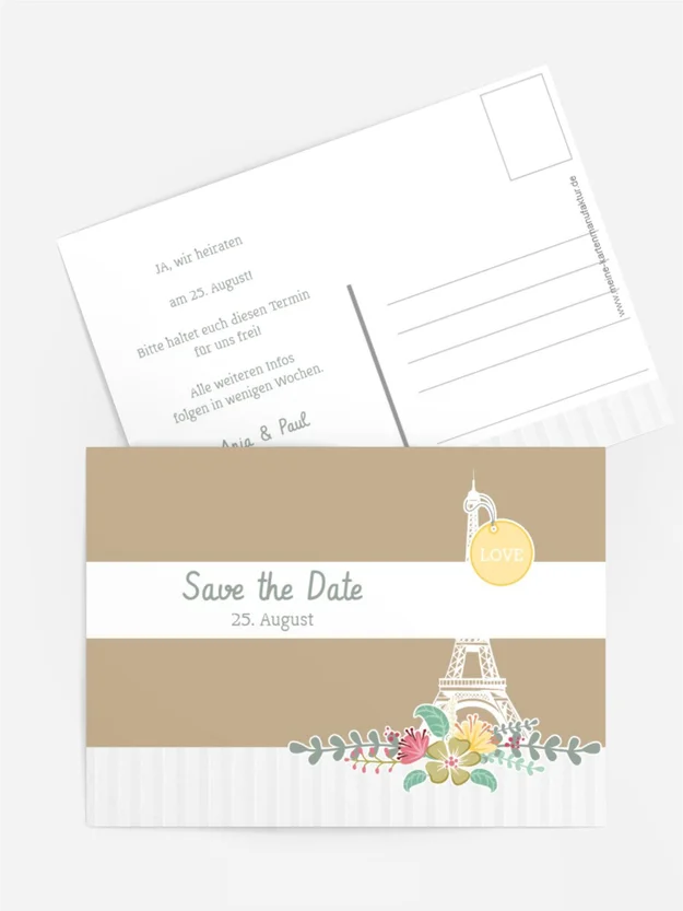 Save the Date Karte zur Hochzeit Paris