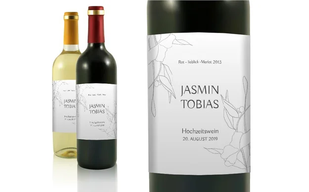 Hochzeit Flaschenetiketten Blumenreigen