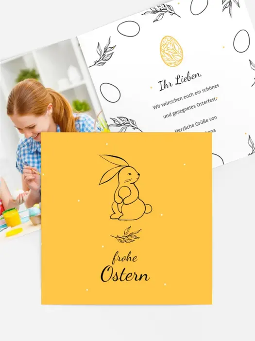 Osterkarte Orangener Hase
